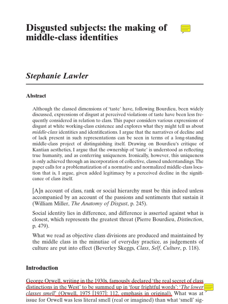 Disgusted Subjects The Making of Middle-Class Identities | PDF | Philosophy
