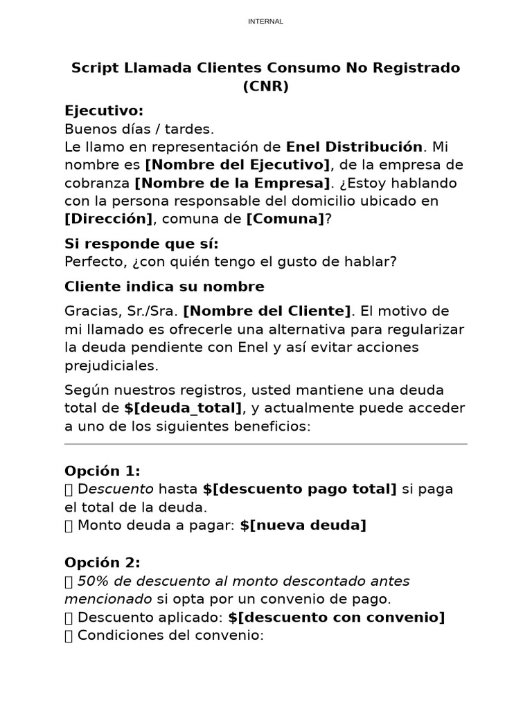 Script Llamada Clientes CNR | PDF