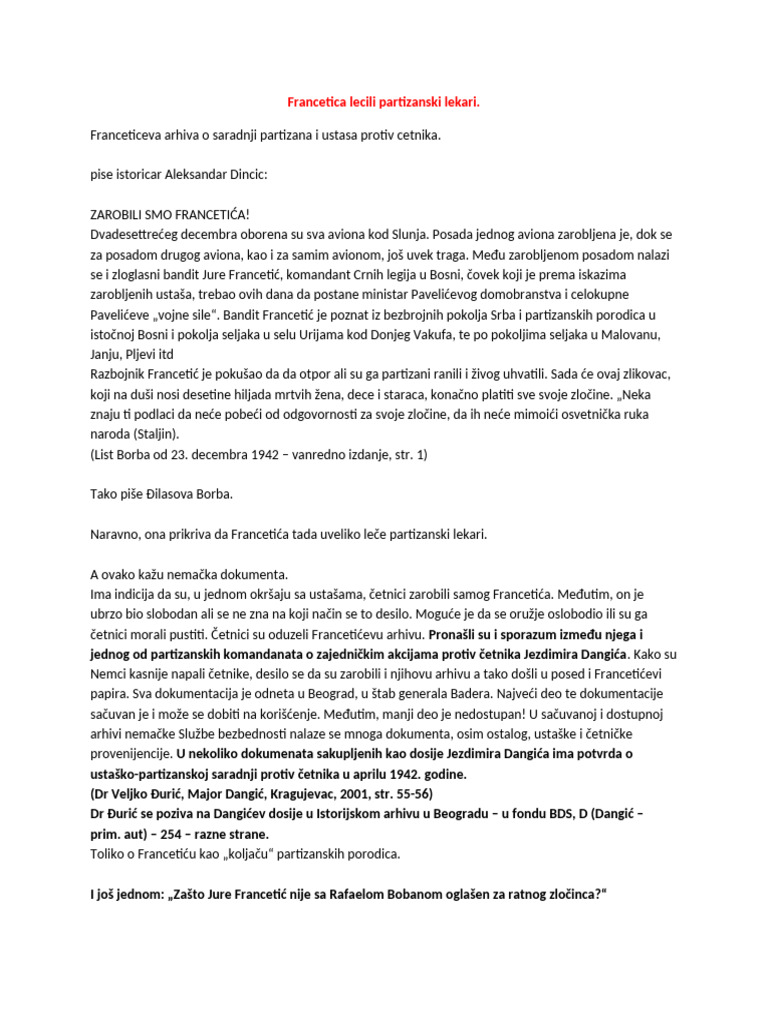 Francetica Lecili Partizanski Lekari | PDF