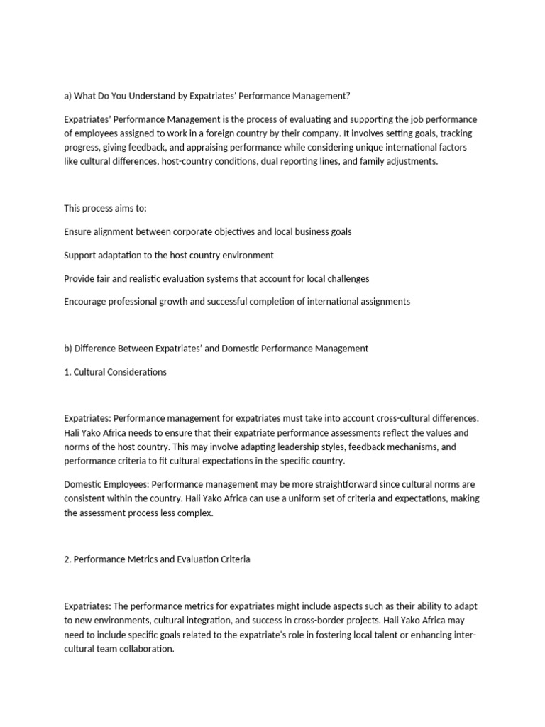 Expatriate Performance Management Insights | PDF | Employee Retention ...