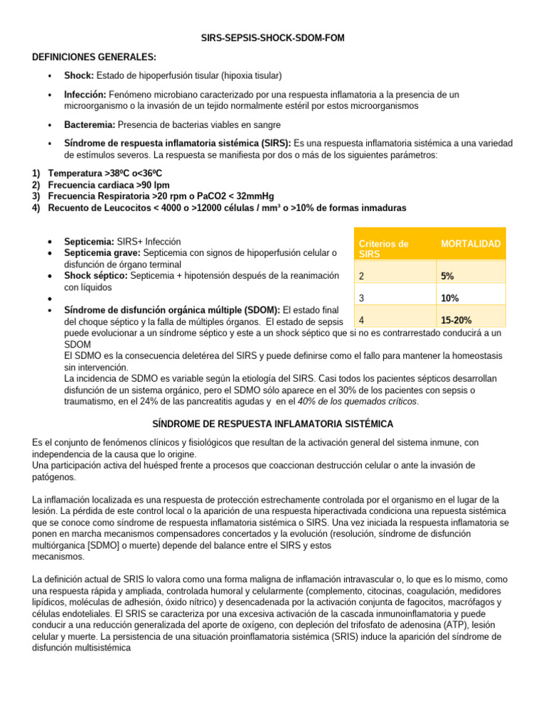 Sirs Sepsis Shock Sdom 2021 | PDF | Septicemia | Inflamación