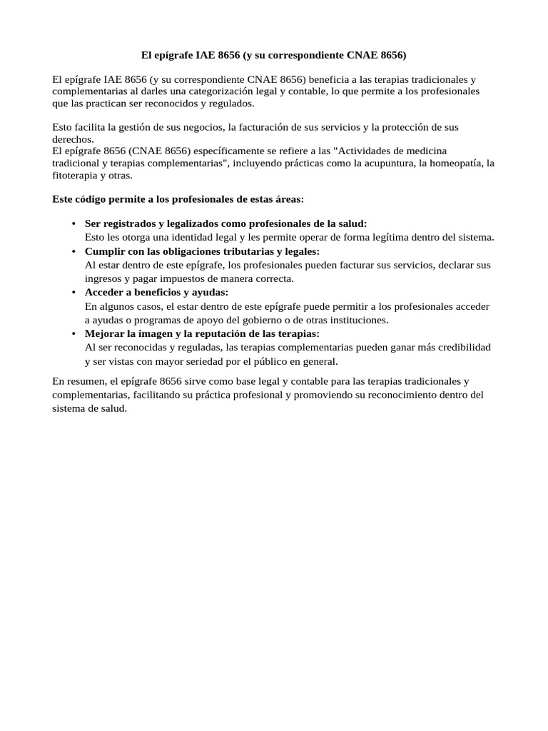 Epígrafe IAE 8656 para Farmacias | PDF