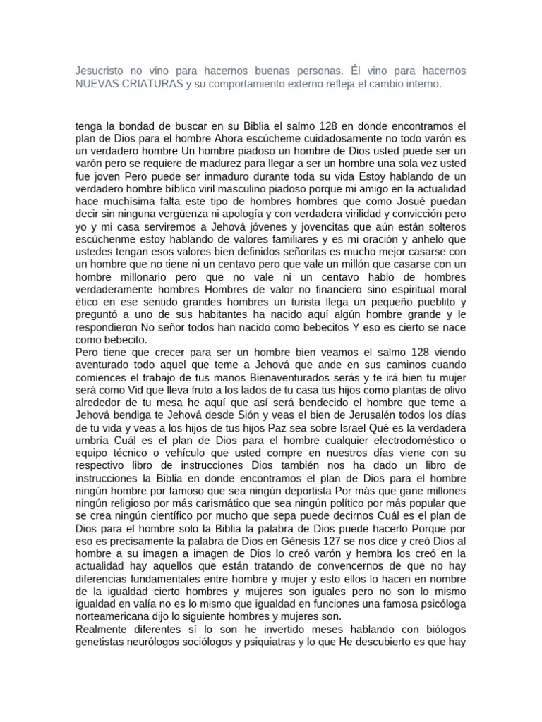 El Plan de Dios para El Hombre | PDF | Mujer | Cristo (título)