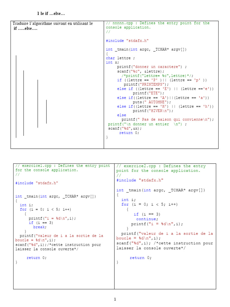 Algorithmes en C : Structures de contrôle | PDF | Programmation ...