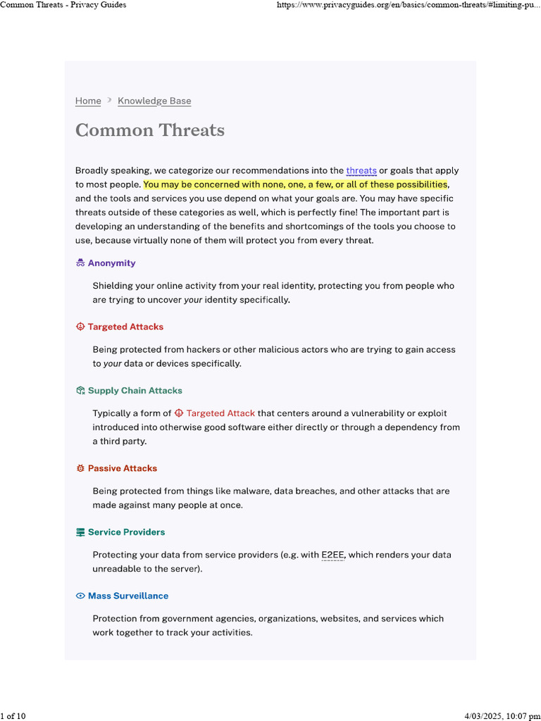 Understanding Common Privacy Threats | PDF | Privacy | Control (Social ...
