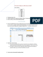 How To Calculate Present Value in MS Excel 2007: Cash Flows