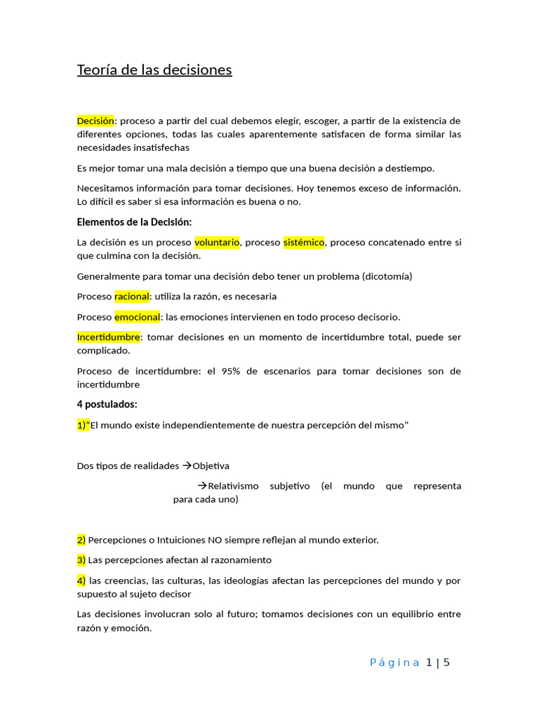Teoría y Proceso de Toma de Decisiones | PDF | Toma de decisiones | Verdad