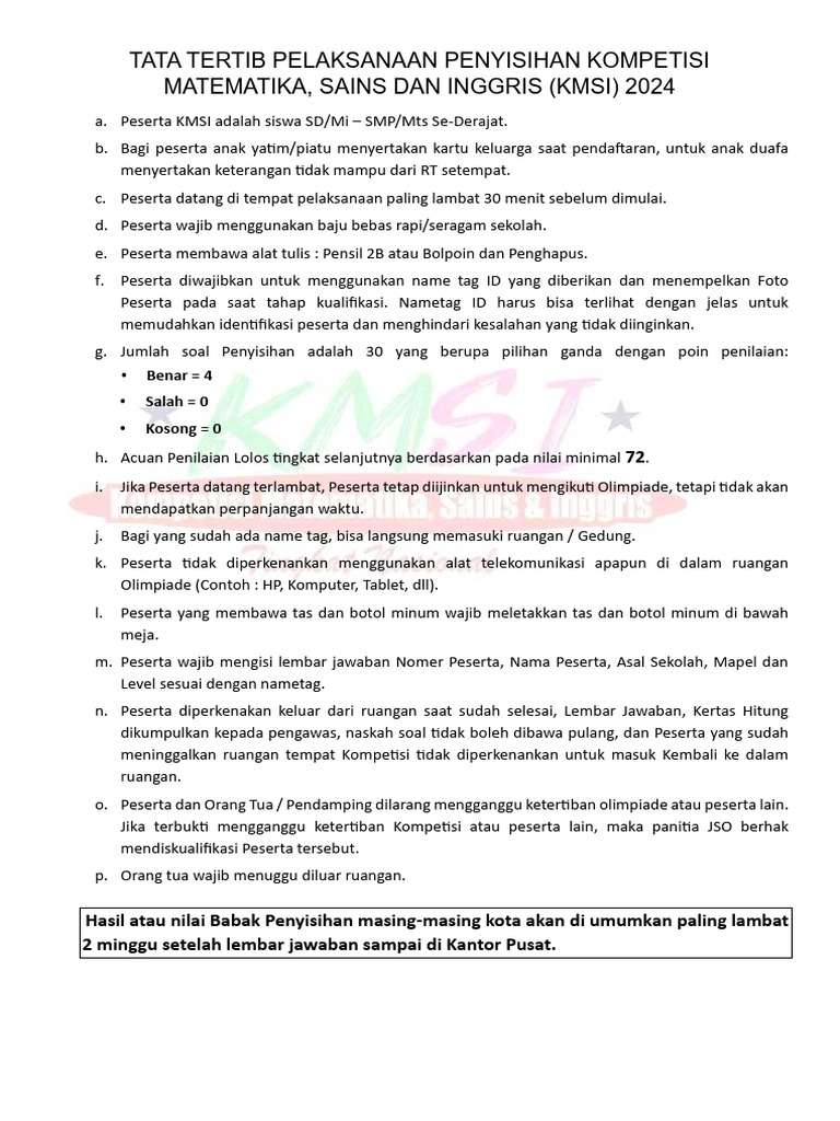 Juknis Kmsi 2024 | PDF