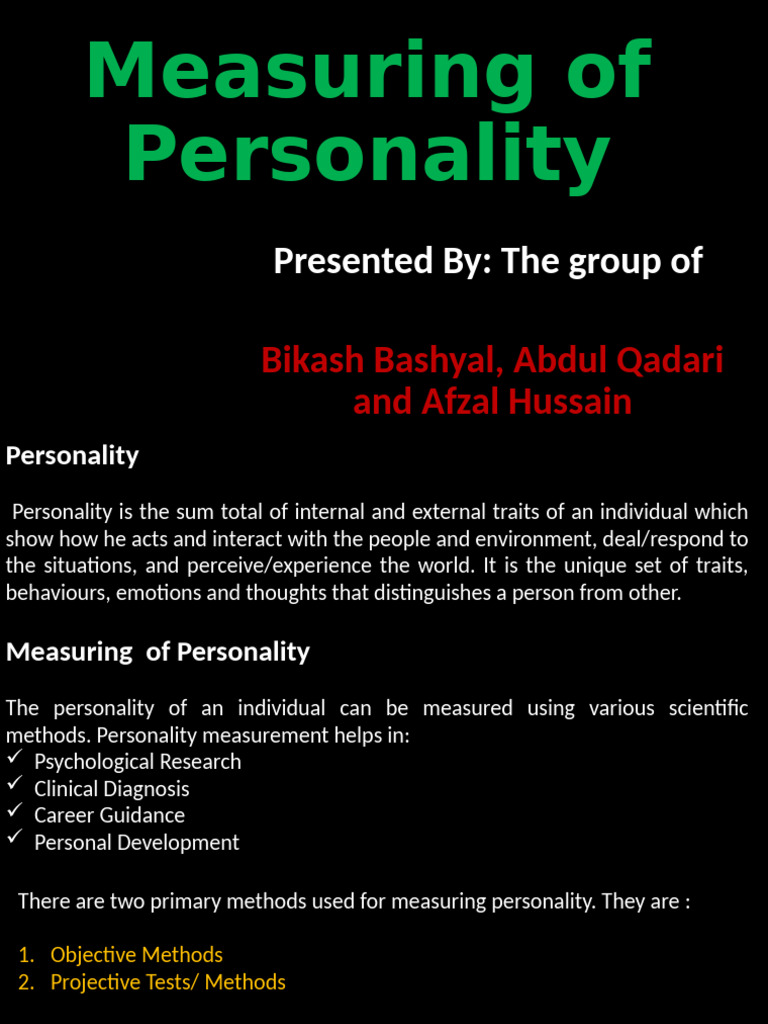 Personality Measurement Methods Explained | PDF | Behavioural Sciences ...