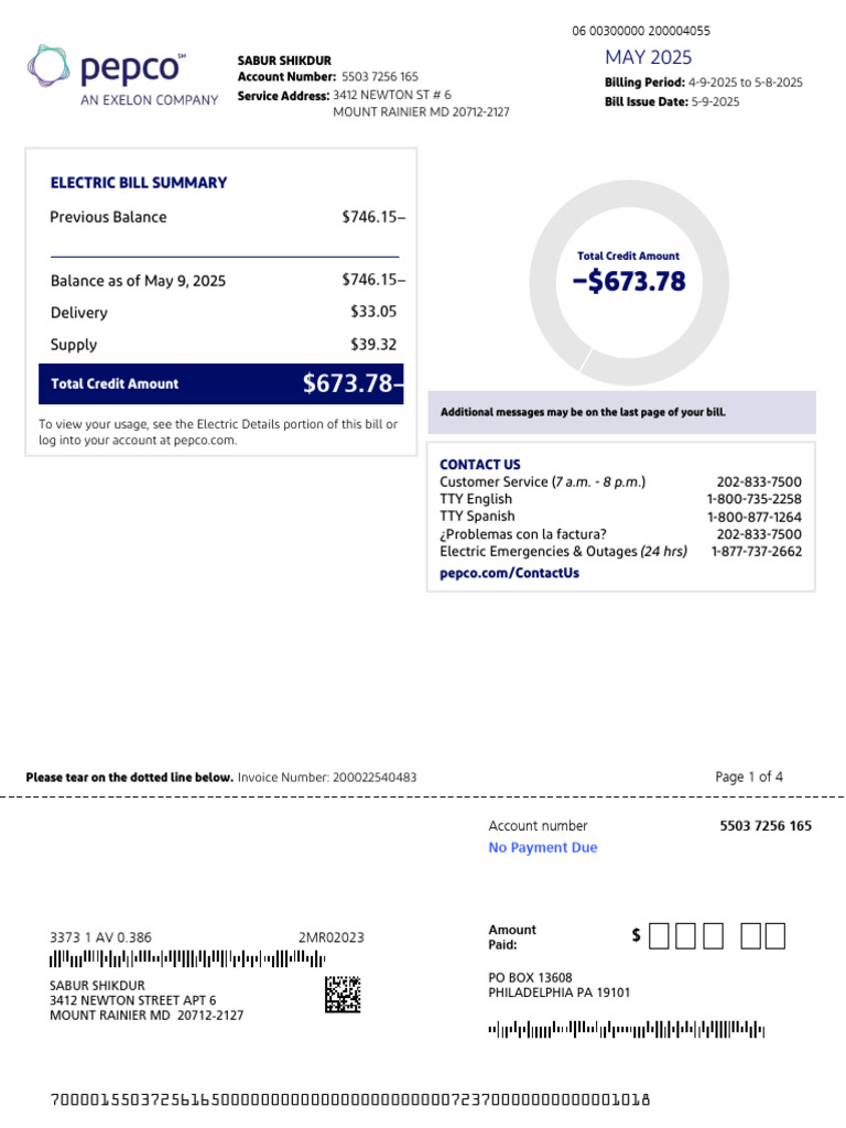 Electric Bill Summary: Previous Balance | PDF | Debit Card