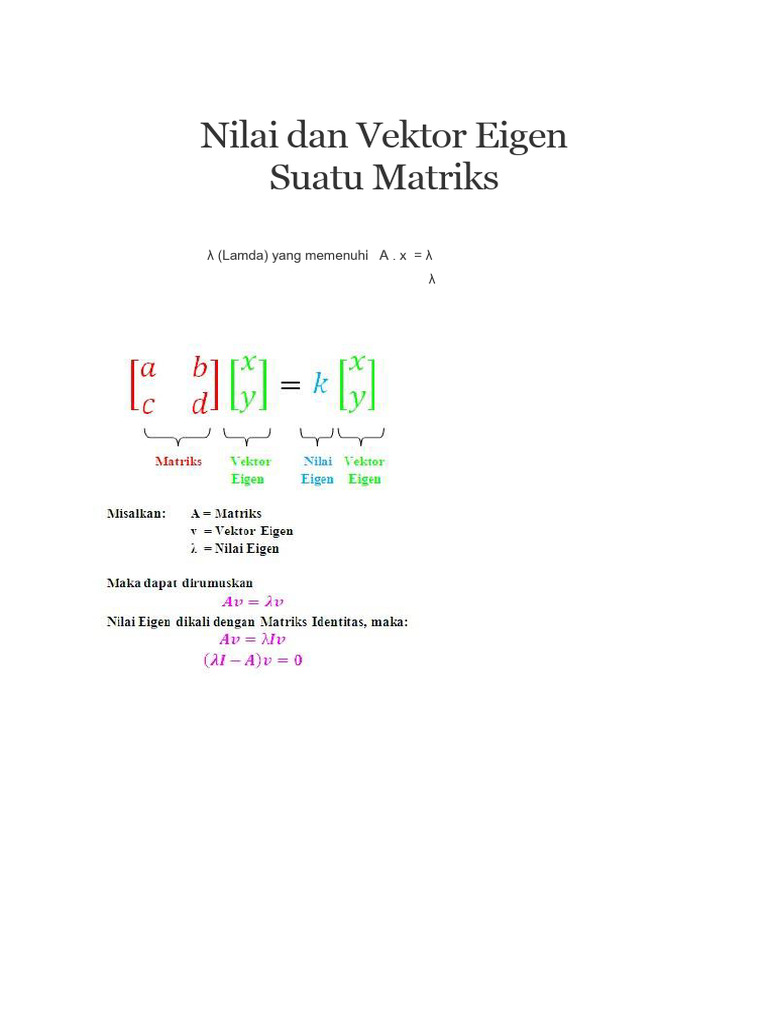 Nilai dan Vektor Eigen Matriks | PDF