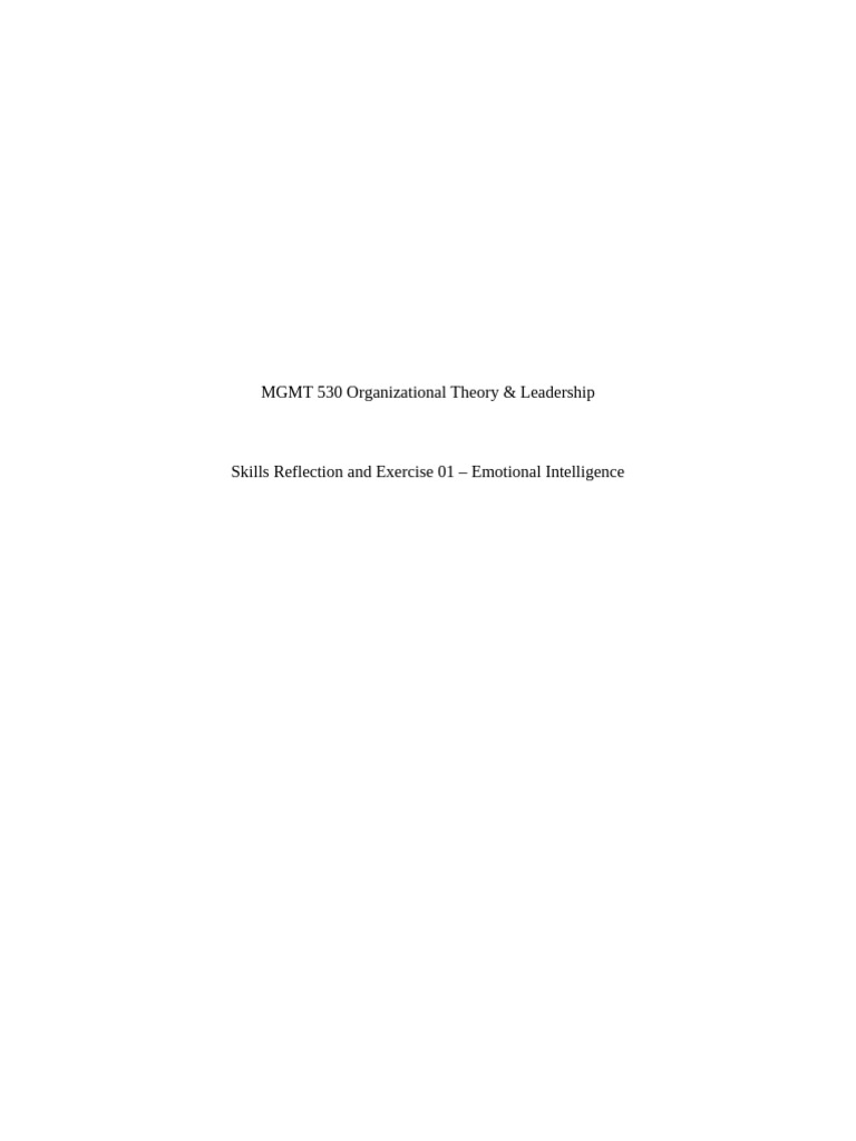 Emotional Intelligence Skills Reflection | PDF | Leadership | Behavior