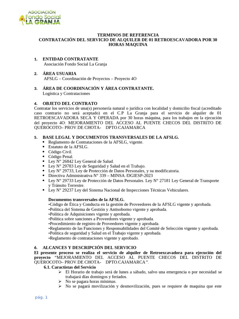 Alquiler de Retroexcavadora para Proyecto 4O | PDF | Corrupción ...