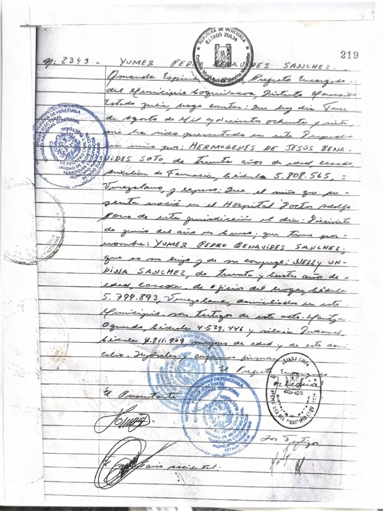 Partida de Nacimiento Venezuela | PDF