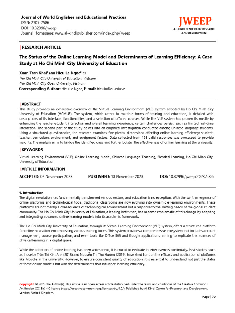 The Status of The Online Learning Model and Determ | PDF | Educational ...