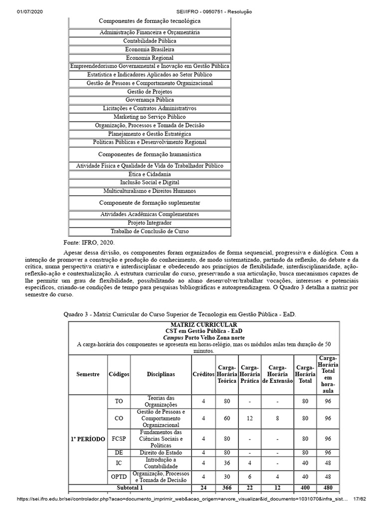 Matriz Curricular Gestão Pública EaD | PDF | Economia | Educação à ...