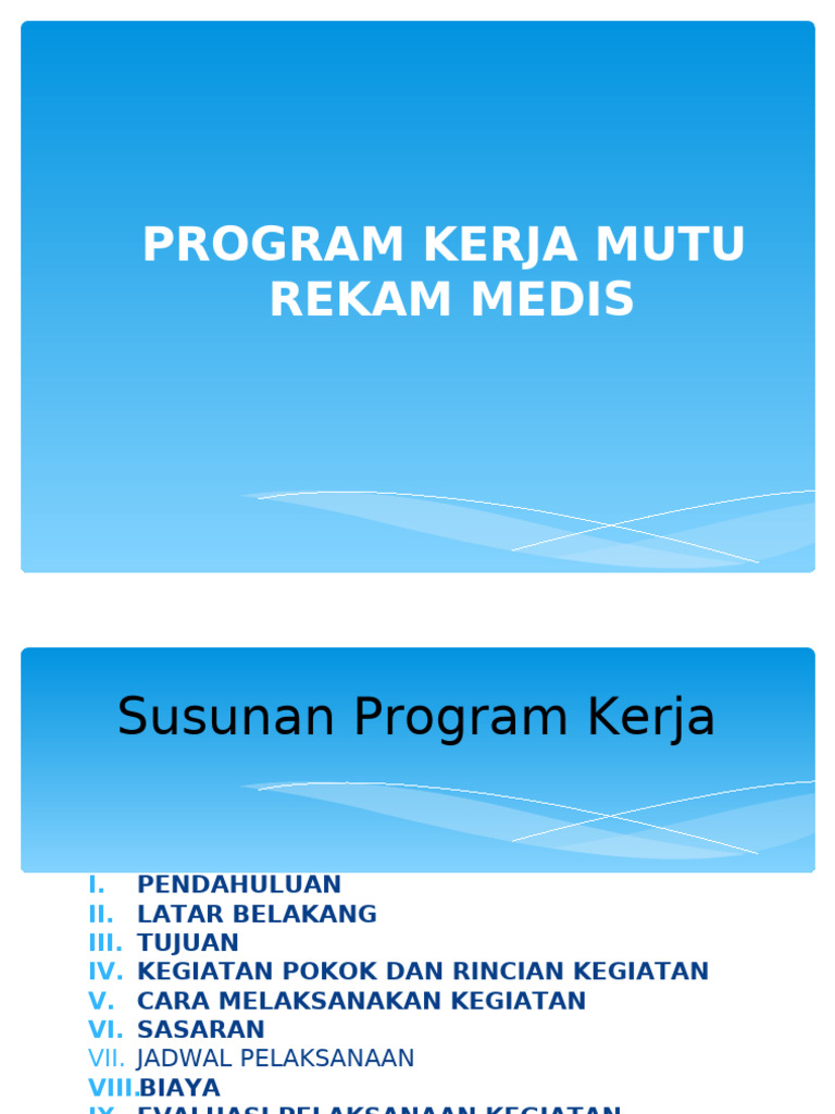 Program Kerja Mutu Rekam Medis 2023 | PDF