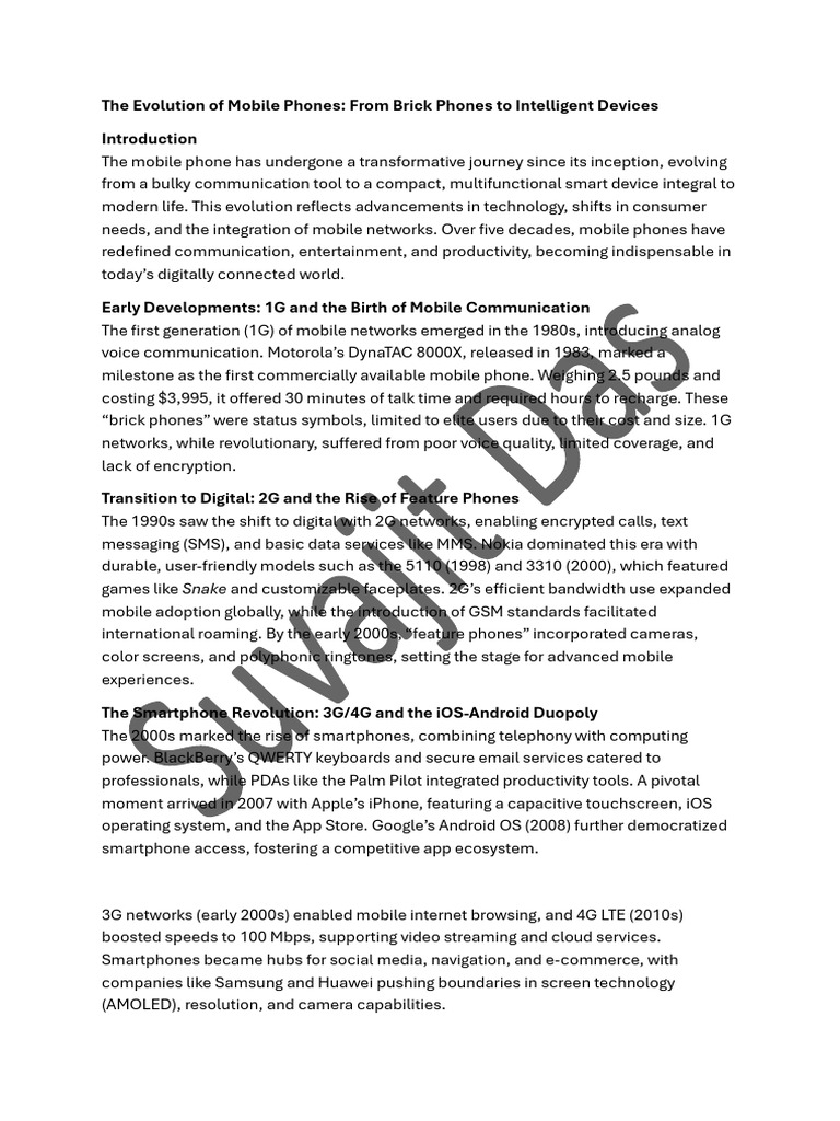 The Evolution of Mobile Phones . | PDF | Smartphone | Mobile Phones