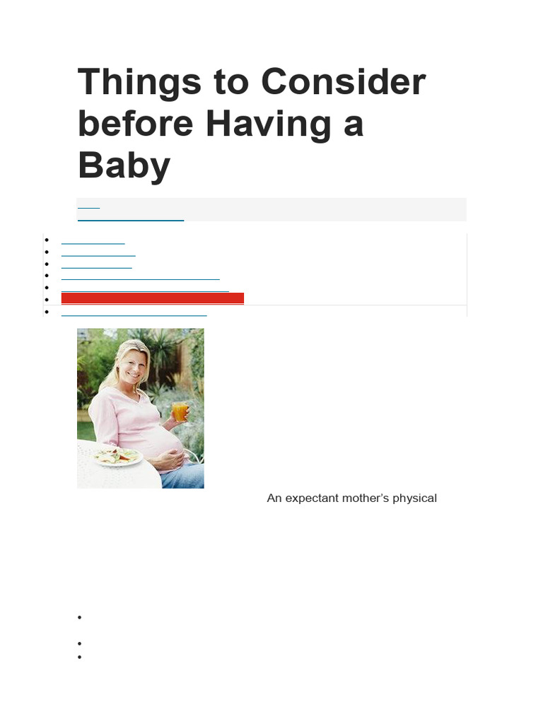 Things To Consider Before Having A Baby | PDF | Pregnancy | Expense