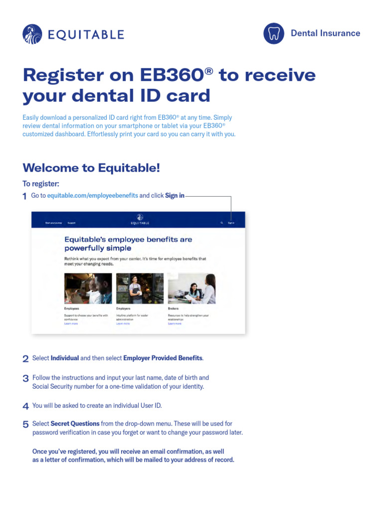 Register for Your Dental ID Card on EB360 | PDF | Identity Document ...