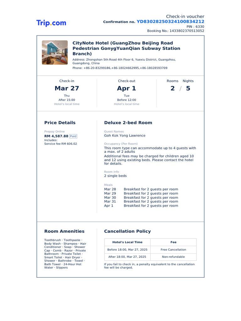 Check-In Voucher | PDF