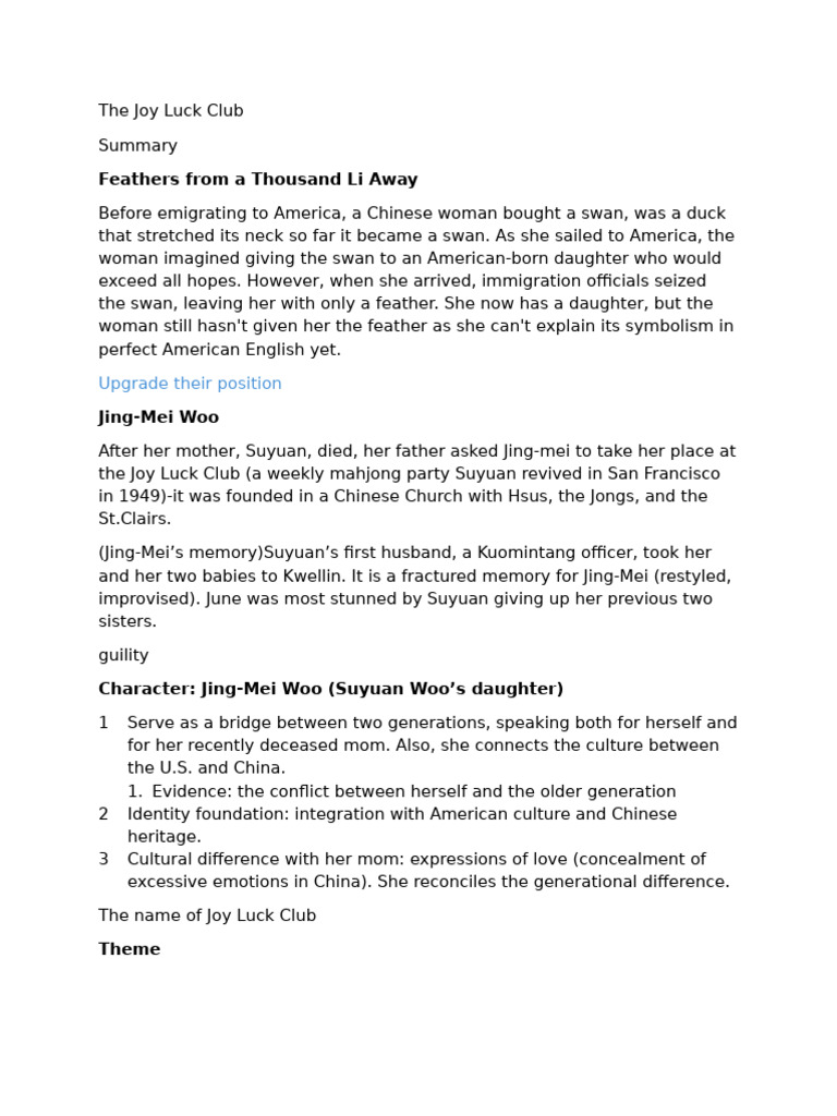 The Joy Luck Club | PDF