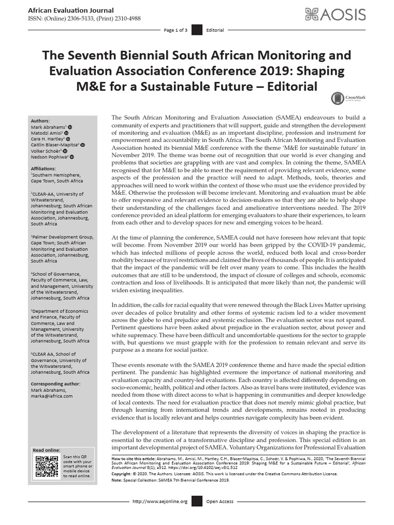 The Seventh Biennial South African Monitoring and | PDF | Evaluation ...