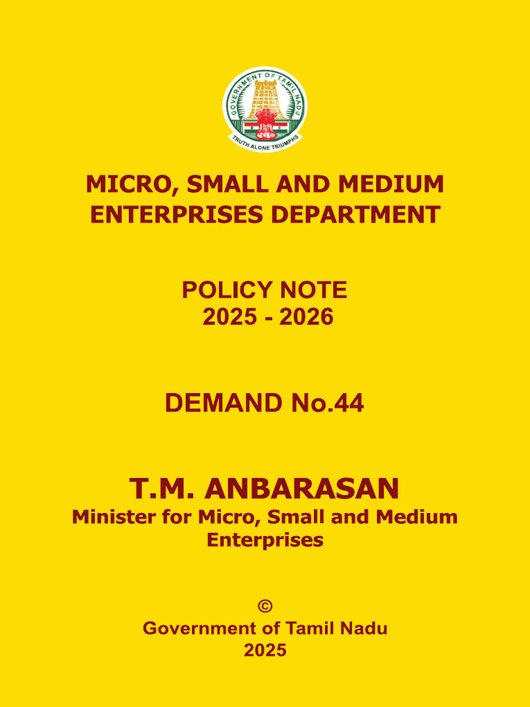 Tamil Nadu MSME Policy Note 2025-26 | PDF | Economies