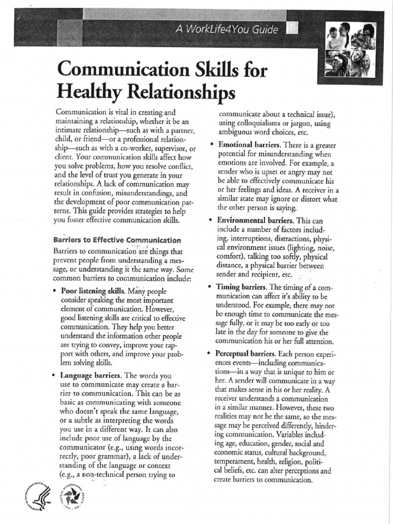 Communication Skills For Healthy Relationships | PDF