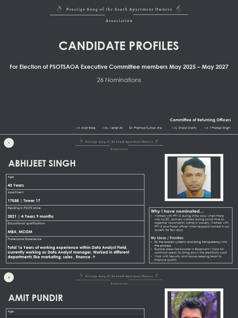 PSOTSAOA Executive Committee Candidate Profiles | PDF | Computer ...