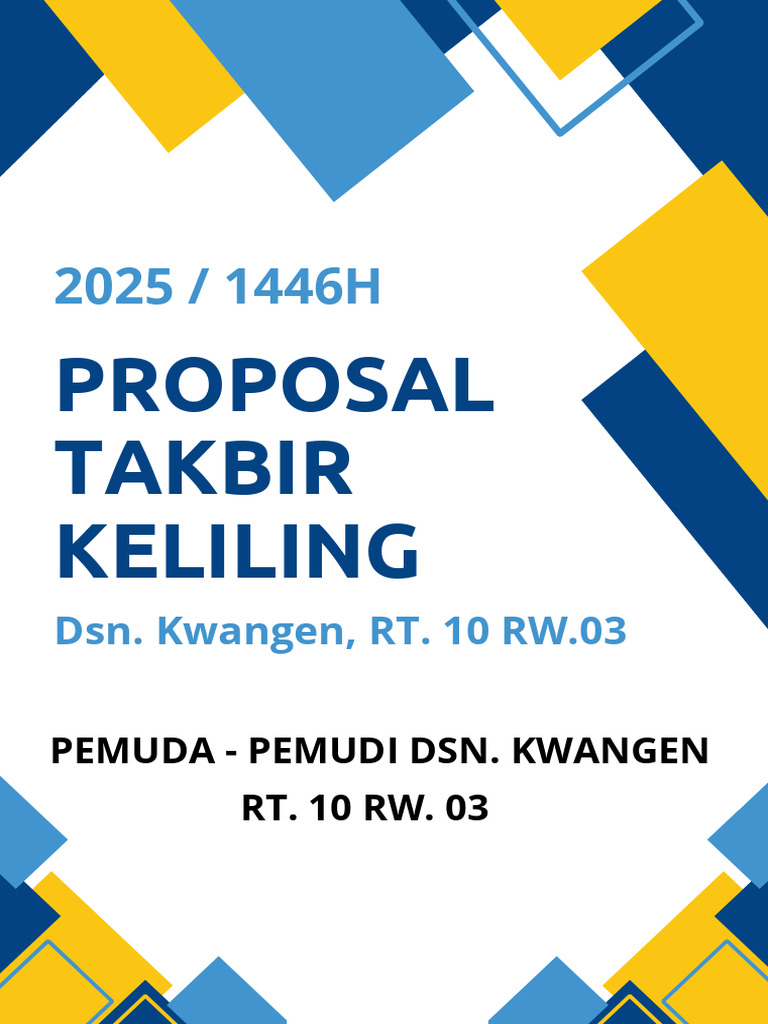 Blue Yellow Modern Geometric Project Proposal Cover A4 Document | PDF