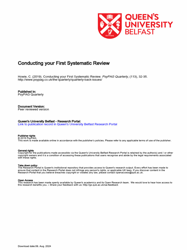 First Steps in Systematic Reviews | PDF | Systematic Review ...
