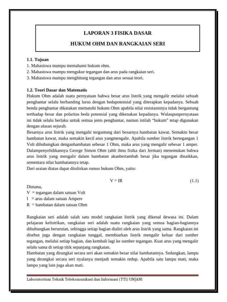 Hukum Ohm dan Rangkaian Seri Listrik | PDF