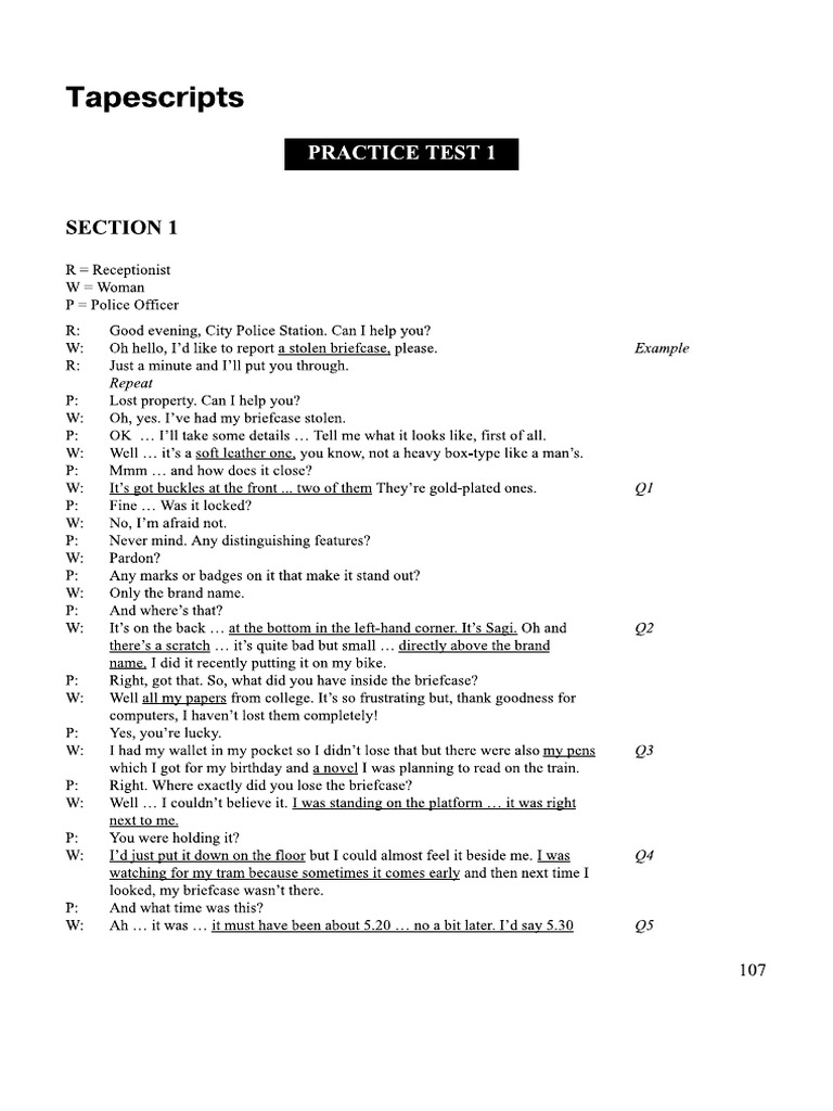 Listening Test 1 Script | PDF