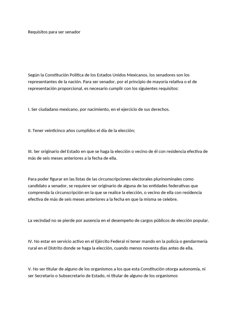 Requisitos para ser senador en México | PDF | México | Judicaturas