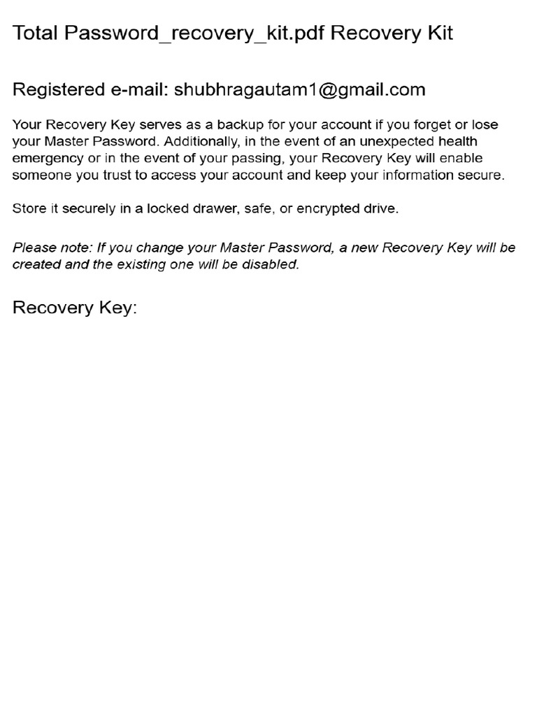 Total Password Recovery Kit | PDF