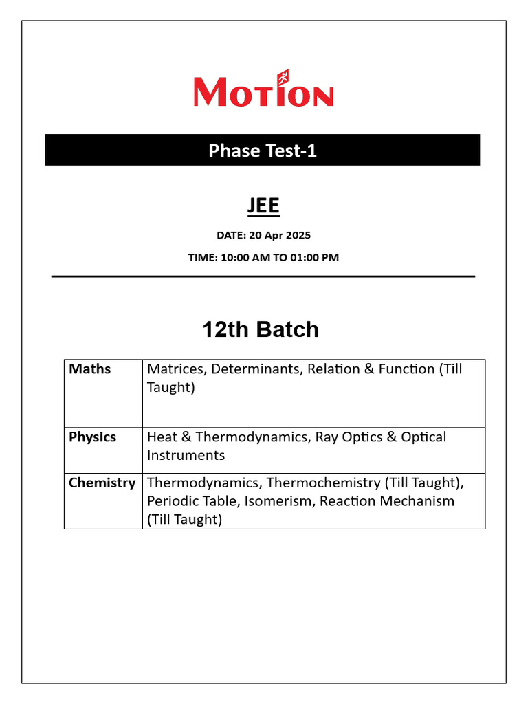 JEE 2025 Preparation Schedule | PDF