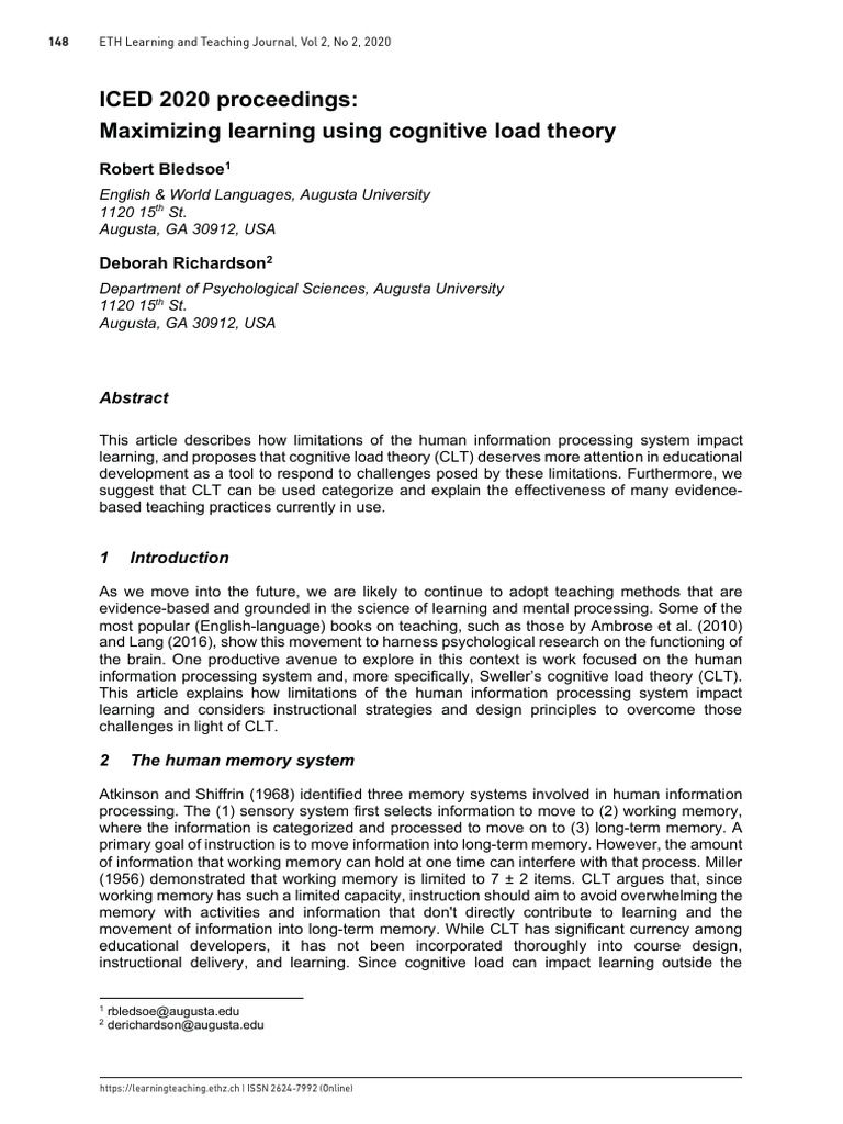 Maximizing Learning With Cogitive Load Theory | PDF | Learning ...