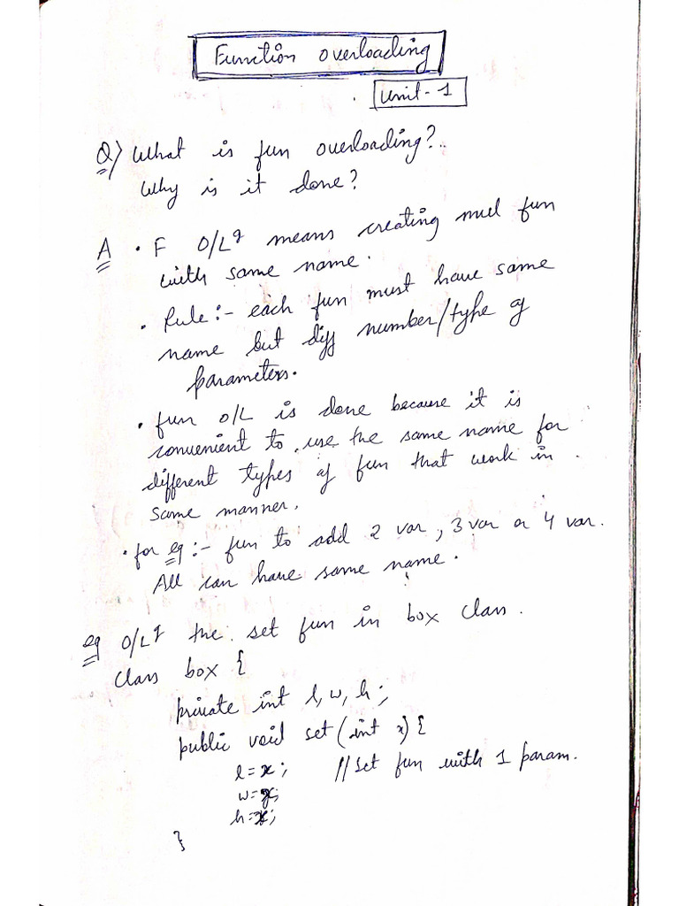 Notes 12 Function Overloading | PDF