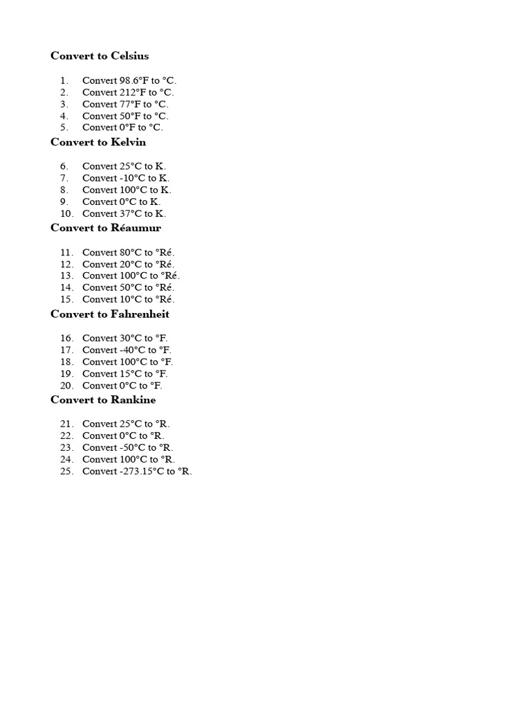 Temperature Conversion Guide | PDF
