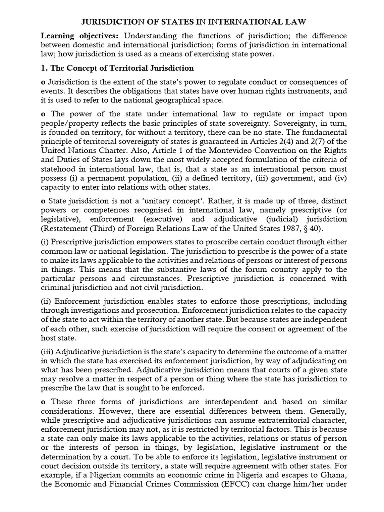 State Jurisdiction in International Law | PDF | Jurisdiction ...
