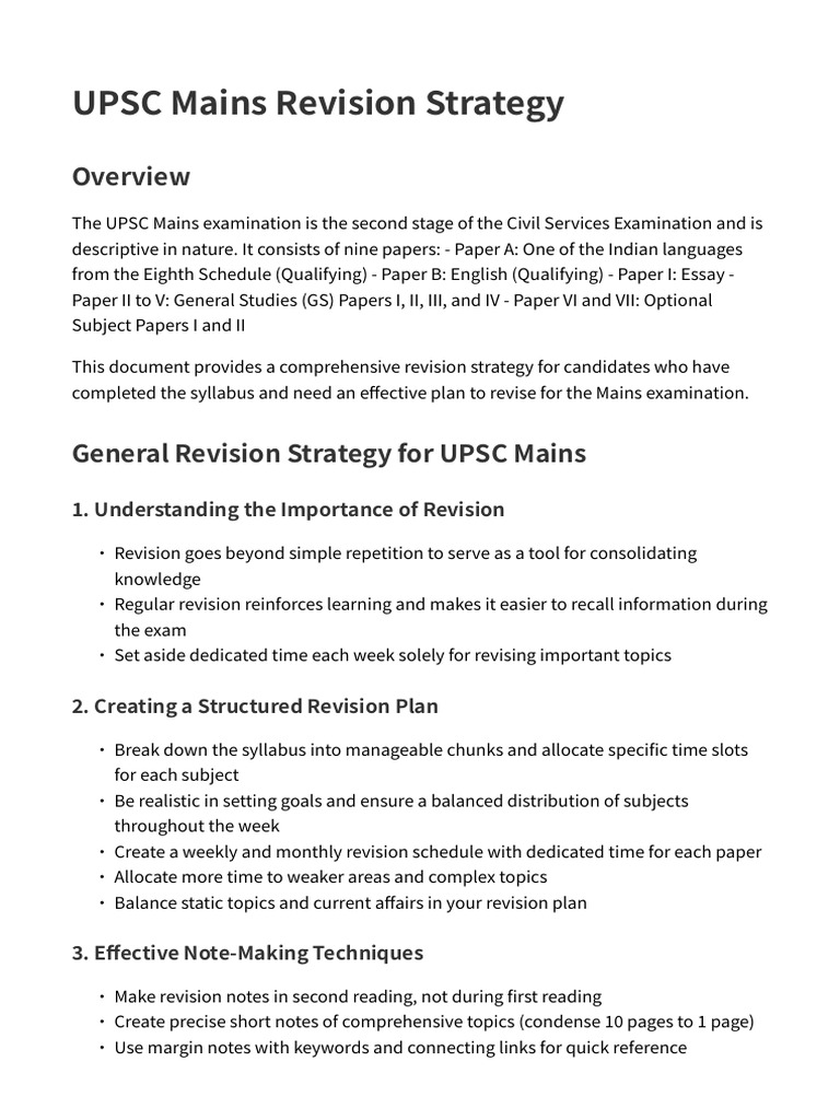 UPSC Mains Revision Strategy | PDF | Cognitive Science | Cognition
