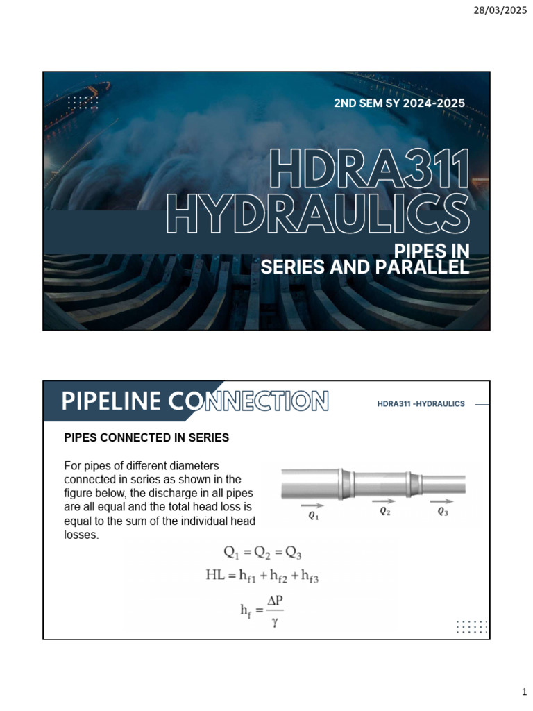 Hydraulics: Series and Parallel Pipes | PDF | Discharge (Hydrology ...