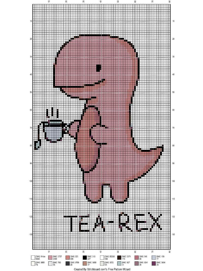Tea Rex Cross Stitch Pattern | PDF