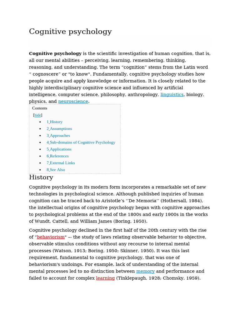 Understanding Cognitive Psychology Basics | PDF | Psychology | Cognition