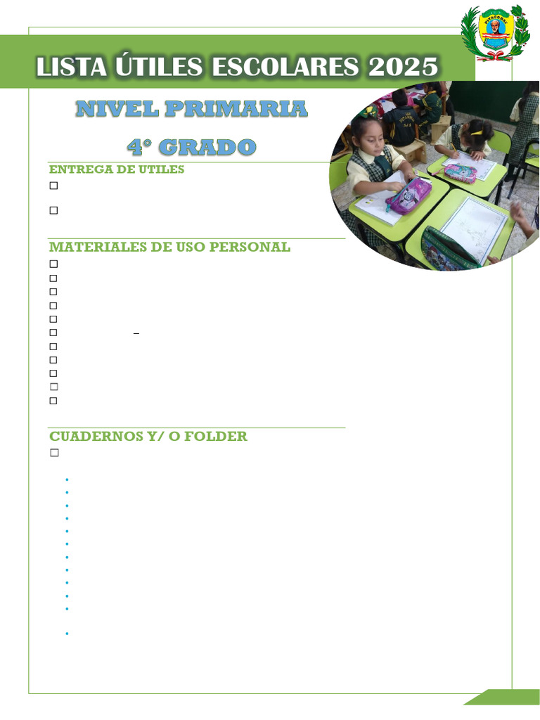 Útiles Escolares 2025: Lista Completa | PDF | Cuaderno | Color