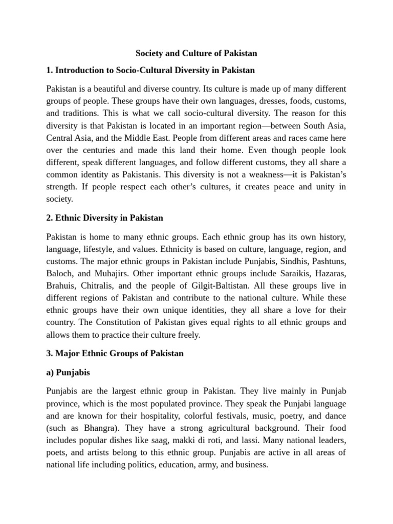 Diversity in Pakistan's Society and Culture | PDF | Pakistan | Pakistanis