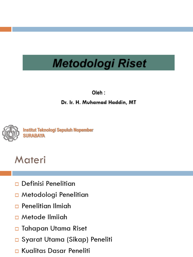 Metodologi Riset untuk Penelitian Ilmiah | PDF