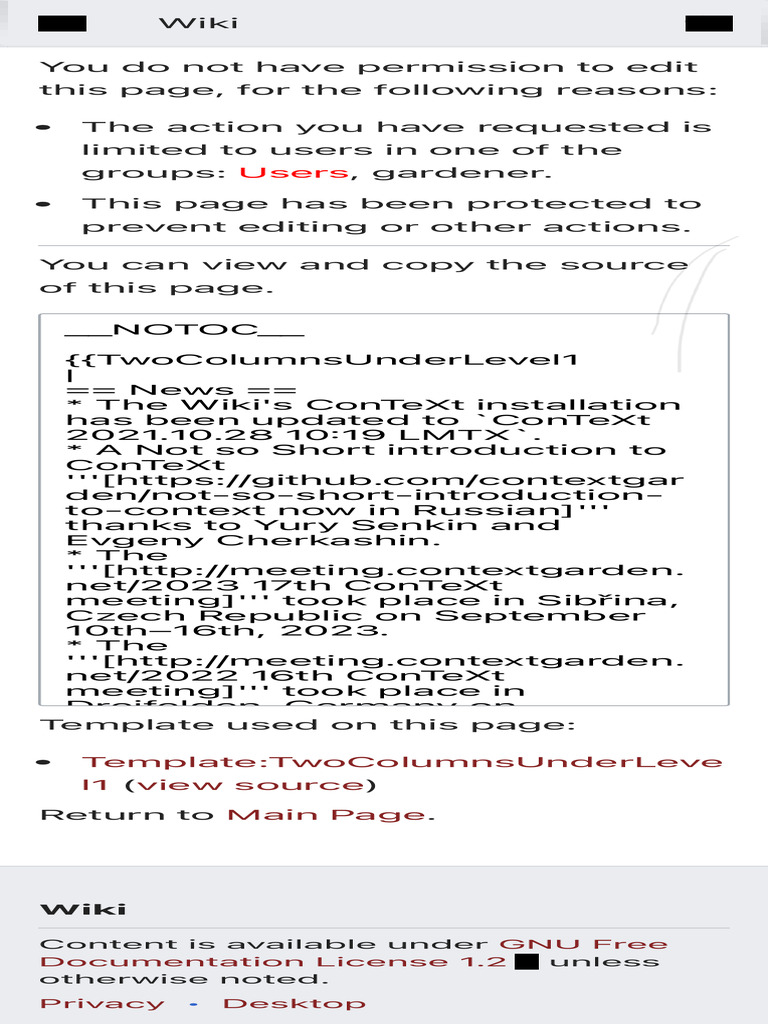View Source For Main Page - Wiki | PDF