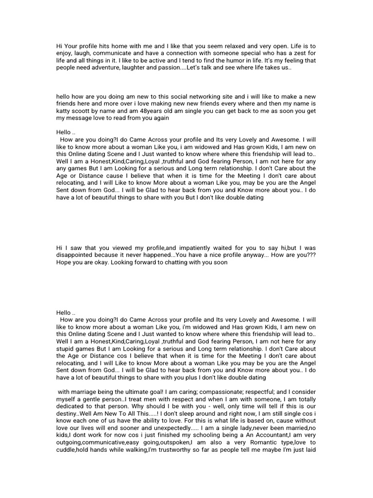 Online Dating Profile Insights and Questions | PDF